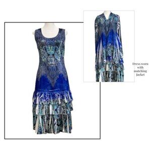 Stunning Sleeveless Dress with Tiered Skirt & Matching Jacket | Small